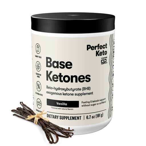 [BRSWGZAZC5YBSDIV] Perfect Keto Exogenous Ketones Powder, BHB Salts Supplement for Ketosis & Fasting, Plus Electrolytes for Hydration, Caffeine Free Energy, Keto Diet, Focus & Workout Support, Vanilla, 6.7 oz