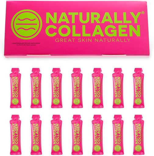 [BRSRAZYQDN7WE3DL] Premium Hydrolyzed Liquid Marine Collagen Supplement - 8000mg of Collagen per Sachet Plus 180mg VIT C - Natural Tropical Fruit Flavour - 14 Sachets per Box