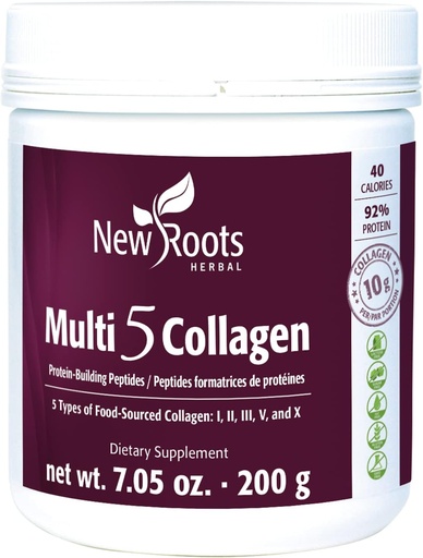 [BRSW2GIBBV7B6FL2] New Roots | Multi 5 Collagen Powder Supplement (Types I, II, III, V and X) Hydrolyzed Collagen - Dairy & Gluten Free - 12g per Serving - 7.05 oz
