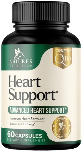 [BRSWGCA5CUNGCET4] Heart Health Supplement – Complete Heart Support Formula for Women & Men - with CoQ10, B Vitamins, L-Arginine, Hawthorn, Resveratrol - Natural Nitric Oxide Energy Production - Made USA – 60 Capsules