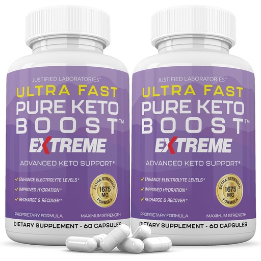 [BRSROBD5BF5A2CYV] (2 Pack) Ultra Fast Pure Keto Boost Extreme Keto Pills 1675MG New & Improved Formula Contains Apple Cider Vinegar Extra Virgin Olive Oil Powder Green Tea Leaf 120 Capsules