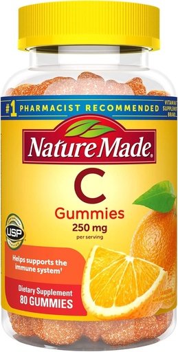 [BRSWKYQ3CB7AIDD2] Vitamin C Gummies 250 mg, 80 Count, For Immune Support, Antioxidant Support, Collagen Support for Skin Health, Tangerine