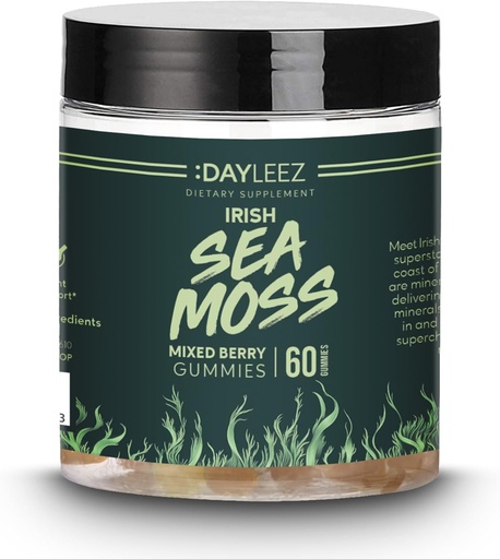 [BRSRA2TQO57RO2D7] Irish Sea Moss Gummies - Natural Immune Support & Digestive Health - Vegan, Non-GMO, Gluten-Free - 60 Count - Premium Sea Moss Supplement for Energy & Wellness