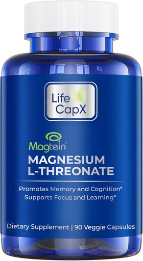 [BRSROZAFDMCRS3YU] Magnesium L-Threonate Capsules, Original Patented MagteinTM Form of Magnesium (Mg), Förbättra minne, kognition och sömnkvalitet (90 kapslar)