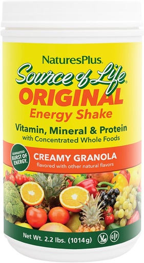 [BRSWIYTYOAJWIDTC] PrírodaPlus Zdroj životnej energie Shake - 2,2 lbs Multivitamínový, Minerálny a proteínový prášok - Granola Flavor - Celopotravinová náhrada - Non-GMO, Vegetarián, Gluten-free - 26 Servisov