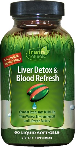 [BRSRMBQ5CAFQ23LA] Irwin Naturals Liver Detox & Blood Refresh - 60 Softgels líquidos - Soporte de fígado e antioxidante