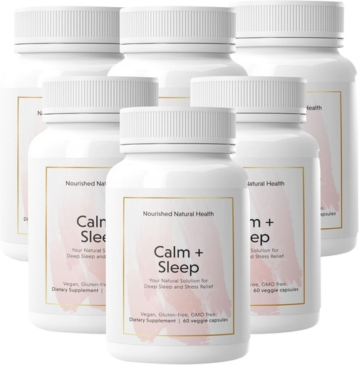 [BRSRAGLRCQFAOYI3] Nourished Natural - Calm + Sleep Capsules for Deep Rest & Relaxation with Ashwagandha, Chamomile, Tart Cherry Extract, Passionflower, L-theanine, & Magnesium - 360 Capsules