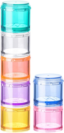 [BRSROYI3PIMBY2A7] Stackable Pill Organizer, 7-Days Travel Pill Case, Pill Box for Pocket, Portable Medicine Vitamin Container Holder Medium Rainbow