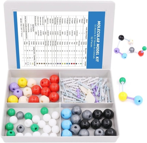 [BRSWGY3YC55AECY2] Swpeet 92 Pcs Chemistry Molecular Model Student and Teacher Set, Molecular Model Set for Inorganic & Organic Chemistry - 52 Atoms & 37 Bonds & 3 Orbitals