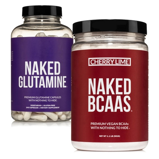 [BRSRA233AUIBYE3Z] NAKED Cherry Lime BCAAs 34 Sevings + Pure L-Glutamine 240 Capsules Bundle: Non-GMO, Gluten Free, Muscle Recovery, Nothing Artificial