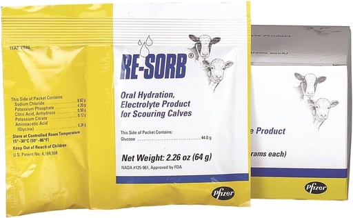 [BRSWIYT7OICAMHTE] PFIZER ANIMAL HEALTH 8142 Resorb 電解質パケット、64g