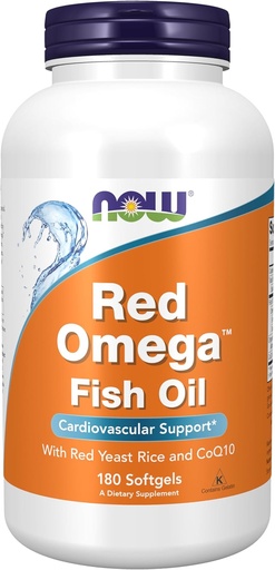 [BRSWIYY5BB7R2AD2] NOW Foods Supplements, Red Omega™ with CoQ10 30 mg and Omega-3 Fish Oil, Cardiovascular Support*, 180 Softgels