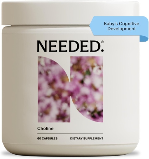 [BRSRM23RB55BOHI2] Needed. Prenatal Choline for Cognitive Development - Choline Supplement Aids Baby Brain Development - Supports Healthy Pregnancy & Metabolism - Third Party Tested - 60 Capsules