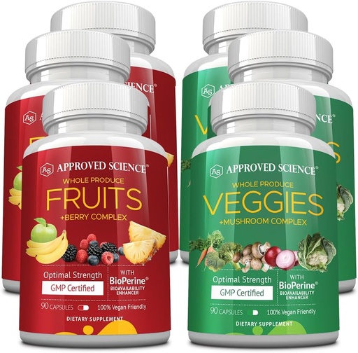 [BRSROAALAQJR43TK] Approved Science Fruits & Vegies - 42 Whole Fruit and Veggie Suplement - Enhanced Health & Vitalitas - Daily Natural Vitamin, Mineral, Antioksidants - 270 Kapsul Setiap-3- Bulan Supply