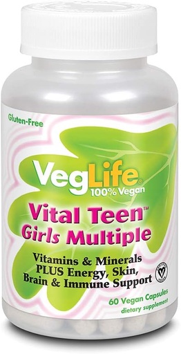 [BRSWIYIMBFYR23LU] VegLife Vital Chicas Adolescentes Múltiples Veg Cap, 60 Cuenta