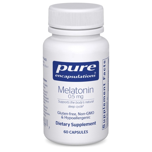 [BRSWIYQ7DIPQCYDG] Pure Encapsulations Melatonin 0.5 mg - Natural Sleep Helper for Bedtime - Regulates Sleep-Wake Cycle - 0.5 mg Melatonin - Vegan & Non-GMO - 60 Capsules
