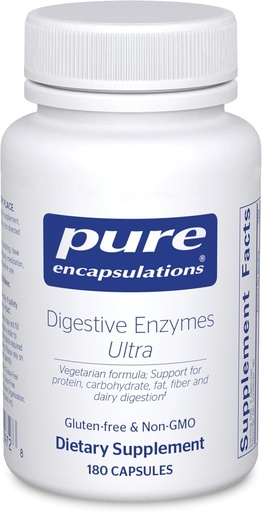 [BRSWIY37DNYQ22L6] Encapsulaciones puras Enzimas digestivas Ultra - Vegetarian Digestive Enzyme Suplemento de Apoyo Proteína, Carb, Fibra y Digestión Dairy* - 180 cápsulas