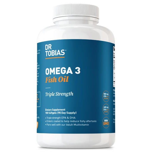 [BRSWIEIIDEEAC3Y7] Dr. Tobias Omega 3 Fish Oil 2000mg Triple Strength with 800mg EPA 600mg DHA Per Serving | Fish Oil Omega 3 Supplements for Heart Brain & Immune Support - 180 Softgels (90 Servings)