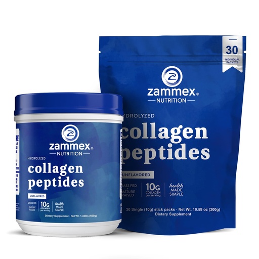 [BRSROADYBMCWMCAY] Zammex Collagen Peptides Powder Unflavored 600g + 30 Sticks Travel Packets