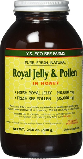 [BRSWIYIGOF4RGHLA] Fresh Royal Jelly + Bee Pollen, Медова суміш - 40,000 мг YS Eco Bee Farms 24.0 oz.