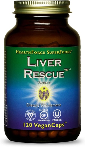 [BRSWIEIYOQOB4AY3] HealthForce SuperFoods Liver Rescue - Natural Liver Cleanse - with Milk Thistle & Dandelion Root - Gluten-Free & Vegan - 120 Capsules