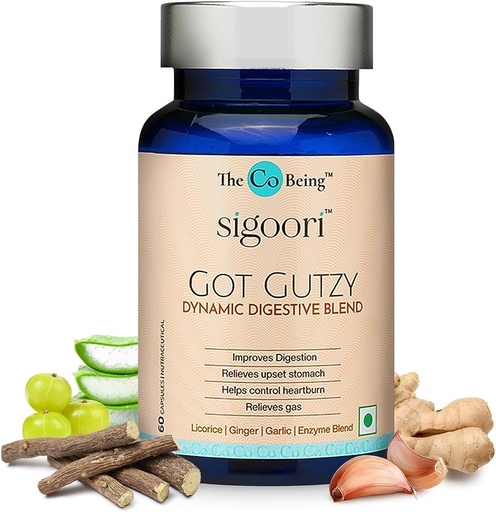 [BRSRAAD7C4BBA33V] Gut Health Supplements for Men and Women, Got Gutzy, Contains Turmeric, Ginger, Licorice, Aloe Vera and Digestive Enzymes, for Digestive Health, Acidity, Constipation, Nausea, 60 Capsules.