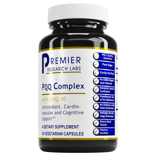 [BRSWKH37AJYGGCY5] Premier Research Labs Premier PQQ Complex with CoQ10 - Coenzyme Q10, Co Q 10 Supplement with Pyrroloquinoline Quinone (PQQ) for Antioxidant, Brain & Heart Support - 60 Vegetarian Capsules