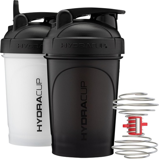 [BRSRAFALAF6AYGYZ] Hydra Cup ProFlow Shaker Bottles | Protein Shaker Cups with Whisk Ball, Leak-Proof Lid, Hidden Carry Handle | BPA-Free Gym Mixer for Protein Powder, Mixing Supplements (2 Pack with Power Whisk)