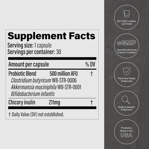 [BRSRAGIBCV7QAAIV] GLP-1 Probiotic, AFU Multi-Strain Probiotic + Prebiotic, Naturally Akkermansia Muciniphila Probiotic Support GLP-1 Production & Curb Appetite for Men & Women
