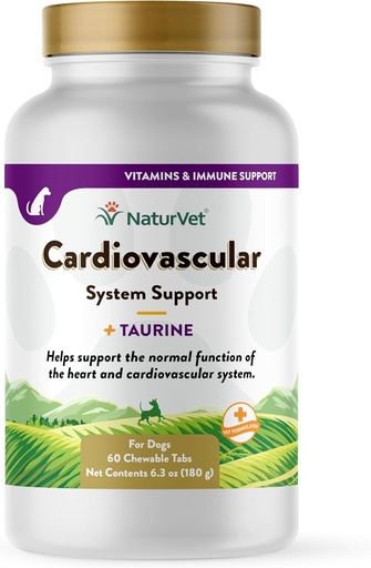 [BRSWGBIYDIMWECAZ] NaturVet Cardiovascular Support Dog Supplement Plus Taurine – Helps Support Dog Heart and Cardiovascular Systems – Includes Antioxidants, Magnesium, Hawthorn, L-Carnitine – 60 Ct.