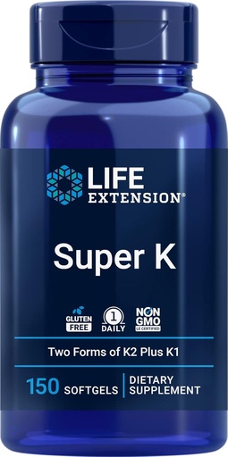 [BRSWGBQPAEHBACLF] Ekstensi Hidup Super K, 150 Softgels, dengan Vitamin K1 dan K2 - MK4 & MK7
