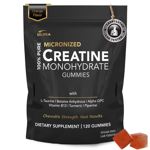 [BRSROBL7CMBBAG3O] Creatine Monohydrate Gummies for Men & Women - Sugar Free & Vegan Advanced Formula W/L-Taurine + Vitamin B12 - for Muscle Strength, Muscles Builder, Recovery (120 Count (Pack of 1), Orange)