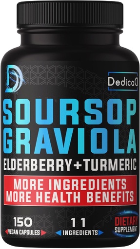 [BRSRMFIBCAMBQF36] 11in1 Graviola Soursop Capsules gedurende 5 maanden Supply with Soursop Fruit, Vlierbes, Kurkuma, Gember, Melkdistel, Cranberry & More - Mood, Immune & Body Health - 150 Vegan Capsules