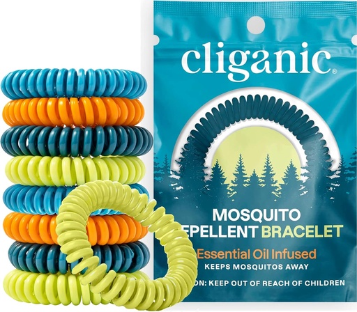 [BRSROZQDCJ4AKHQY] Cliganic 25 Pack Mosquito Repellent Bracelets for Adults & Kids - Natural DEET-Free Bands, Individually Wrapped
