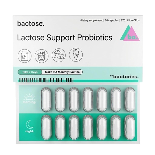 [BRSWYGL3PMMQMEIV] BACTOSE® 7-Day - Lactose Support Probiotics – Designed for Dairy Consumers – 14 Capsules (Repeat Monthly)