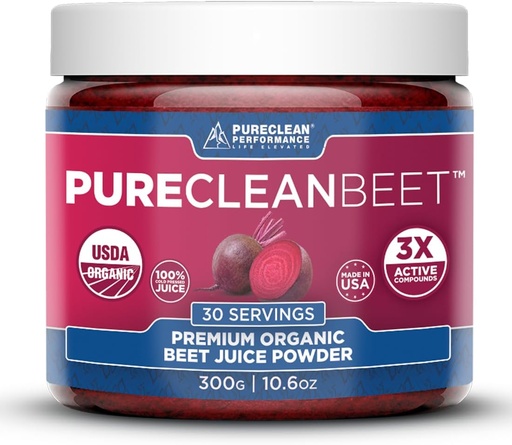 [BRSWIFIRAR4ROCDA] PureClean Beet Premium Beet Juice אבקת - 100% אורגני Nitric Oxide תמיכה קלינית-Proven 3X גדול Circulation, Endurance & Energy - סיקור קר מאוד, Eco Friendly, ארה"ב - 30 משרתים