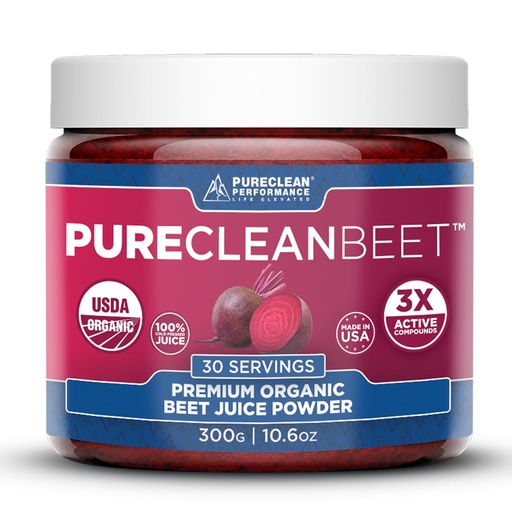 [BRSWIFIRAR4ROCDA] PureClean Beet Premium Beet Juice Powder - 100% Organic Nitric Oxide Support for Clinically-Proven 3X Greater Circulation, Endurance & Energy - Proudly Cold-Pressed, Eco Friendly, USA - 30 Servings