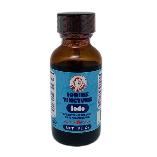 [BRSWGEA7OZ7BUE3D] Dr Sana Iodine Tincture. First Aid Antiseptic. Prevents Infection in Minor Scrapes, Cuts, Bruises and Burns. 1 fl.oz.