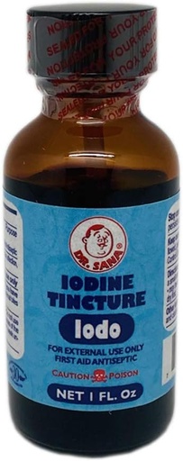 [BRSWGEA7OZ7BUE3D] Dr. Sana Iodine Tinktur. Førstehjelp Antiseptisk. Forhindrer infeksjon i mindre Scrapes, Cuts, Bruises og Burns. 1 floz.