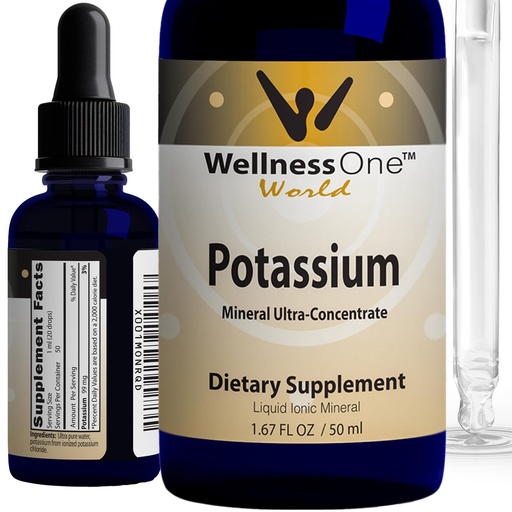 [BRSWIGQROAMGGGAZ] WellnessOne Ionic Potassium Supplement - Potassium Chloride Drops for Fast Absorption - Boost Immune System & Muscle Function - USA Tested, Vegan, Non-GMO, Gluten Free, Unflavored, 1.67 fl oz
