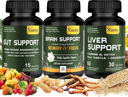 [BRSRAFQ2DEBBY2TX] Liver Renew Cleanse Detox, Repair & Support， Gut and Colon Support - Advanced Gut Cleanse Detox， Brain Nootropic Brain Supplement for Men & Women ，All in one suppment.