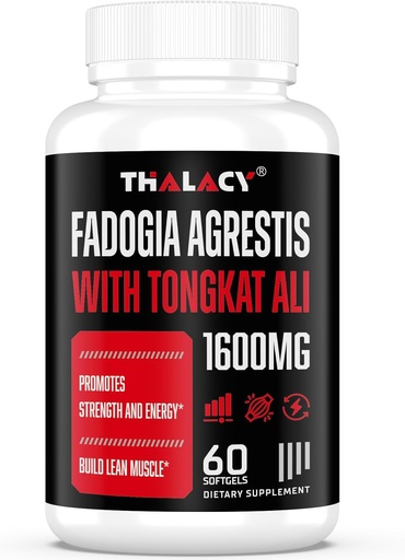 [BRSRMZYOPMFAO2TL] 1600mg Fadogia Agrestis Tongkat Ali Suplemento, Fadogia Agrestis Extracto para homes con Ashwagandha - Forza máxima, 60 Softgels