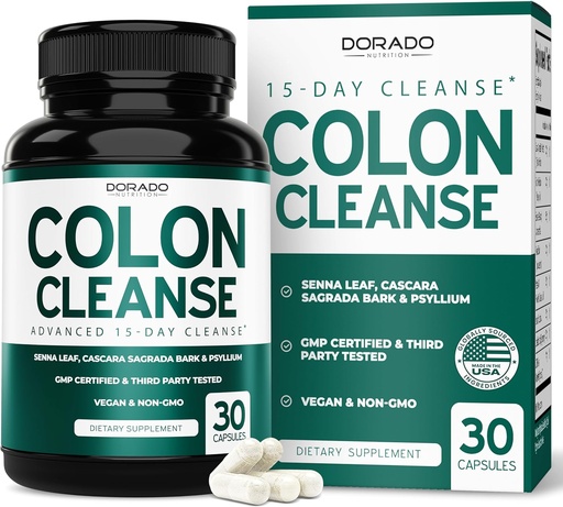 [BRSRAFTYBACAMHQ7] Colon Cleanse & Detox 15 Day Gut Cleanse (30 conde) píldoras de limpeza intestinal e probiótico para Gentle Laxative & Bowel Relief for Stomach Bloating - Third Party Tested, Vegan, Non-GMO - Made in USA