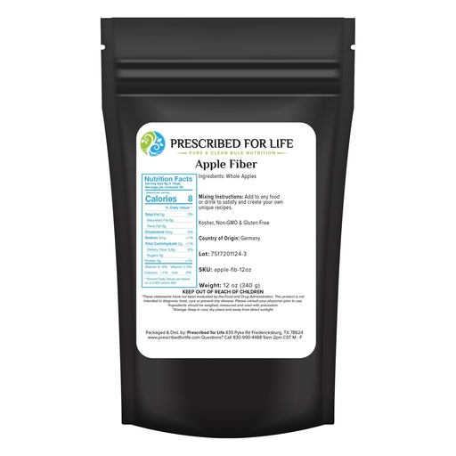 [BRSWYZT5DINB4EQ2] Prescribed For Life Apple Fiber Powder, Natural Apple Fiber Supplement, Vegan, Non GMO, Gluten Free (340g)