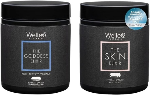 [BRSROZQEOIDQ4DI2] WelleCo The Goddess Elixir and Skin Elixir Bundle | Menopause Supplement, Hormone Balance, Helps Night Sweats and Hot Flashes | Supports Collagen Formation for Healing, Firmness & Elasticity