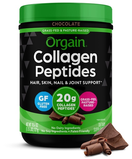 [BRSW2CALAR7A4EY6] Orgain Hydrolyzed Collagen Peptides Powder For Women & Men, Chocolate, 20g Grass Fed Collagen - Hair, Skin, Nail, & Joint Support Supplement, Paleo & Keto, Non-GMO, Type I and III, 1lb