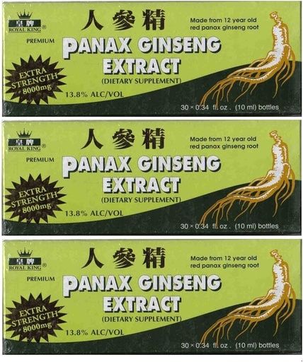 [BRSWG2YQDIPQEHT4] Royal King Panax Ginseng Extract with Alcohol 8000 mg 30 Vial (3 Boxes)