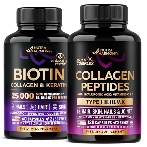 [BRSRAH3QB4FAKDQ6] NUTRAHARMONY Biotin, Keratin, Hyaluronic Acid & Multi Collagen Peptides Capsules