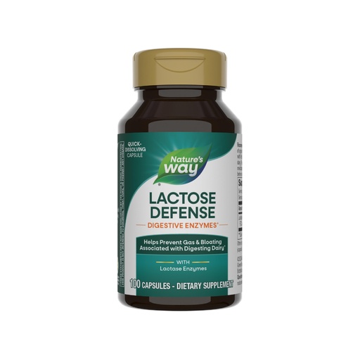 [BRSWIY33PMMRYFDG] Nature's Way Lactose Defense, Digestive Enzymes*, Supports the Digestion of Dairy*, 690 mg lactase per 3-Capsule Serving, 100 Capsules (Packaging May Vary)
