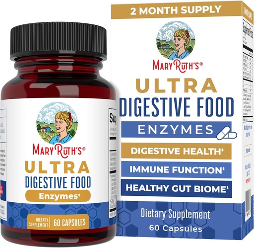 [BRSWGAQYCQIQ2ETX] MaryRuth Organics Ultra Digestive Enzymes Capsules TENIDO Hasta 2 Mes de Suministro Silencioso Suplemento para Gut Health Apoyo TENIDO Digestion &amp; Immune Apoyo con Amylase ANTE Lipase & Lactase ANTE Vegan ANTE 60 Conde